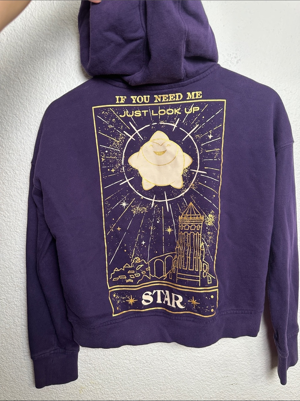 Disney Wish Star Hoodie Sweater Half Zip Purple Gold Womens XS